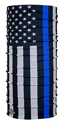 Thin Blue Line & Thin Red Line American Flag Bandana by Hoo-rag® - Multi-Use Face Mask & Neck Gaiter Shield - Seamless UV Protection Made Of 100% High Performance Moisture Wicking Polyester - Show Respect & Honor Police Law Enforcement Officers & Firefighters - Perfect For Fishing, Hiking, Camping, Conoeing, Kayaking & Other Outdoor Activities