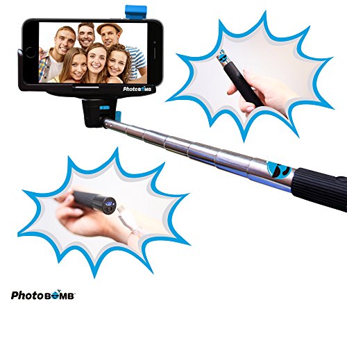 SelfisticK by PhotoBOMB - BRAND NEW PRODUCT, DESIGNED IN THE USA. New 4-in-1 Design Controls LIVE VIDEO and STILL PHOTOS. The Official Extendable Selfie Stick with Wireless Bluetooth Remote - Our Self-Portrait Monopod Extends Over 3.5 Ft & Fits Iphone 6 6plus 5s 5c 5 4s 4, Samsung Galaxy S S4 S5 S6 Smartphone, Google Nexus 4 5 6 & More - Best Value on Amazon - Compare to Mpow iSnap Pro - Superior Design & Quality - 100% MONEY-BACK GUARANTEE!!!