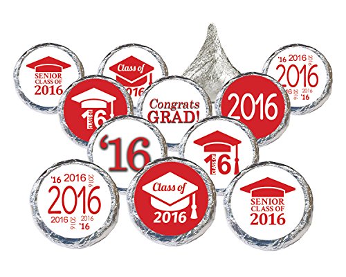 Class of 2016 Graduation Stickers for Hershey Kisses, Set of 324 (Red)