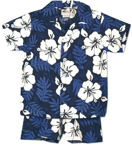RJC Boys 6 Months to 7 Toddler White Hibiscus Fern 2pc Set