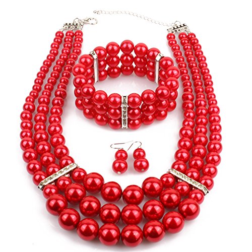 KOSMOS-LI Multi Layer Pearl Strand Jewelry Set