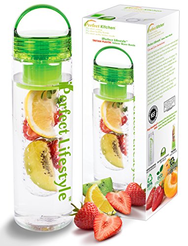 iPerfect Lifestyle Infuser Water Bottle - Best Fruit Infusion Bottle Made of TRITAN Copolyester - Recipe Ebook Included - Twist Cap Style Drinking Cup