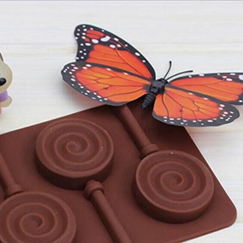 Drhob 1pc Lollipop Mold Silicone Mould 6 Lattices In Circles DIY Handmade (Color: Brown)