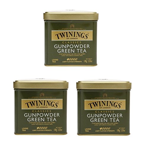 Twinings Green Gunpowder Loose Tea Tin, 100 Gram - Pack of 3