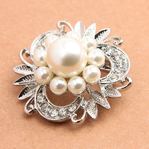 Buyinhouse New Stylish Ladies Girls Brooches Flashing Rhinestones Crystals Pearls Flower Petals Leaves Brooches Pin Clips