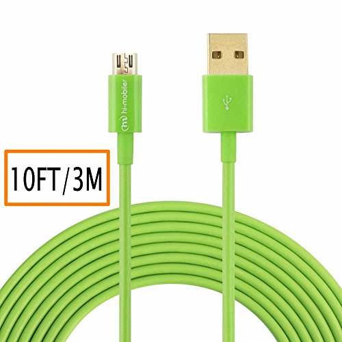Hi-mobiler® High Speed 10ft USB 2.0 a Male to Micro B Cable with Gold-plated Connectors for Samsung Lg HTC and Other Tablet Smartphone (Green)