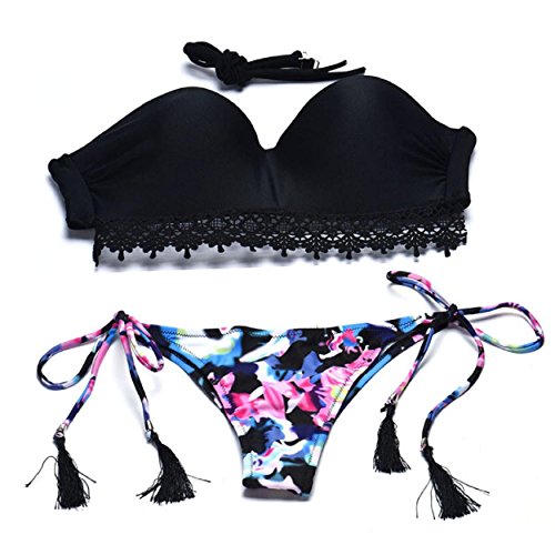 Kingfansion Women's Bikini Set Sexy Bra Floral Swimsuit Push-up Swimwear