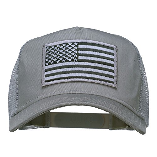 American Flag Patch Mesh Cap - Grey OSFM