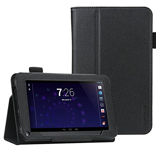 RCA 7 Tablet Case - SUPCASE Slim Fit Leather Book for RCA RCT6272W23 7 Google Certified Tablet (Black, Elastic Hand Strap, Multi-Angle, Card Holder, 3 Year Manufacturer Warranty)