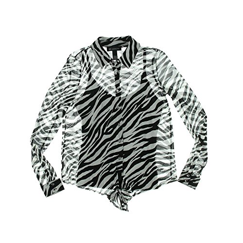 

INC Womens Sheer Animal Print Button-Down Top