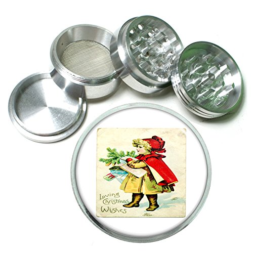 

Perfection In Style 63mm 2.5" 4 Pc Aluminum Sifter Magnetic Herb Grinder Vintage Christmas Design 002