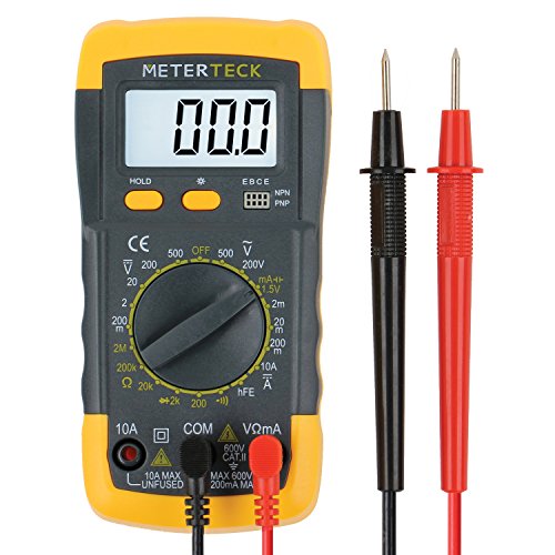 METERTECK Digital Multimeter (DMM) - Voltmeter, Ohmmeter, Ammeter - 1 YEAR GUARANTEE - 2 TEST LEADS