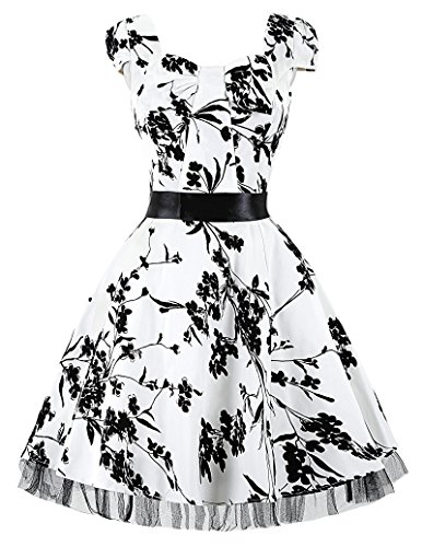 Threeseasons Women's Cap Sleeves Floral 1950s Vintage Dresses With Belt