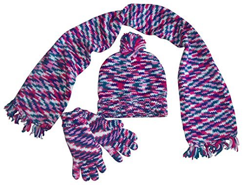 N'Ice Caps Big Kids Teens Unisex Multi Color Digital Print Knitted Hat/Scarf/Glove Set