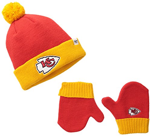 NFL '47 Brand Bam Bam Cuff Knit Pom Hat and Mittens Set