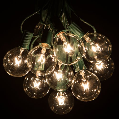 25 Foot G50 Patio Globe String Lights with Clear Bulbs for Outdoor String Lighting (Green Wire)