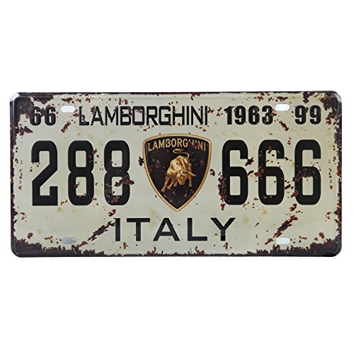 Uniquelover Lamborghini 666 Retro Vintage Auto License Plate Tin Sign Size 12