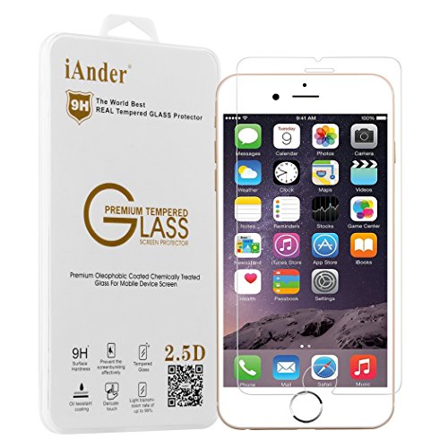 iPhone 6 Screen Protector ,iAnder Tempered Glass Screen Protector for iPhone 6 - 0.2mm thickness/2.5D Rounded Edge/Industry 9H Hardness with Oleophobic Coating