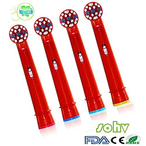 Sohv® cabezales de repuesto para cepillo eléctrico, compatibles con Braun Oral-B Stages Power Kids EB10-4/EB-10A,4 unidades(1 paquetes), de color blanco