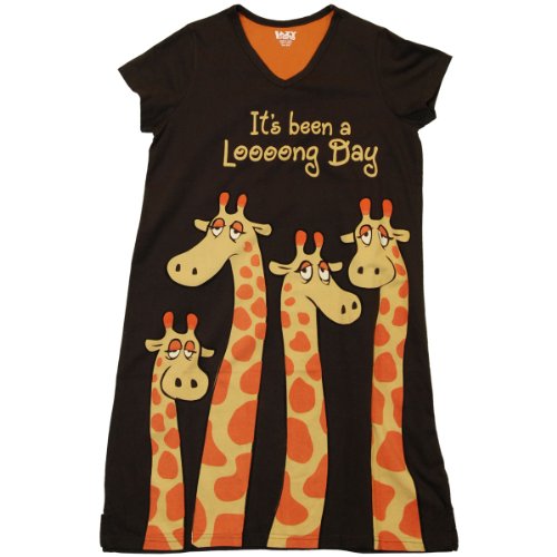 Lazy One It's Been a Loooong Day Giraffe Nightshirt (Brown)