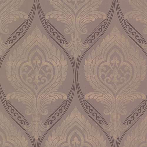 

Beacon House 493-ITB001 Acasta Taupe Damask Wallpaper, Silver