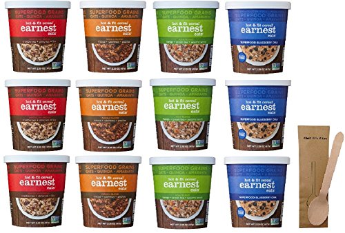 Earnest Eats Hot and Fit Cereal Variety Pack of 12 Plus Bonus Spoon