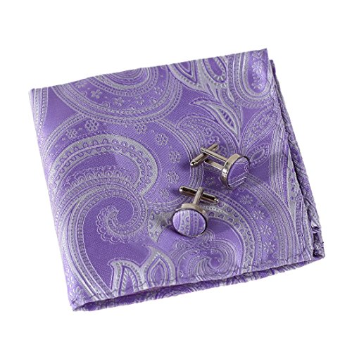 EEF1B01-03 Accessories Microfiber Pocket Square paisley Cufflinks Set By Epoint