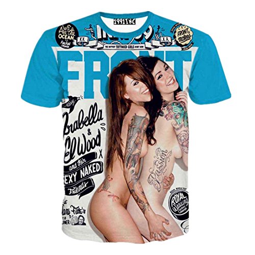 FaPlus Men's Fashion Tee Nude Cover 3D Print Short Sleeve T-Shirts