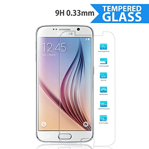 Galaxy S6 Tempered Glass, BEES® Premium 9H 0.33mm Samsung Galaxy S6 Screen Protector Tempered Glass LIQUID GLASS HD [Lifetime Warranty] Shatter Proof, Scratch Resistant, Crystal Clear