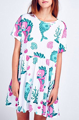 (レイジーオーフ) Lazy Oaf ワンピース魚柄/フィッシュ柄カジュアルドレス/Under the Sea Dress SMサイズ [並行輸入品]