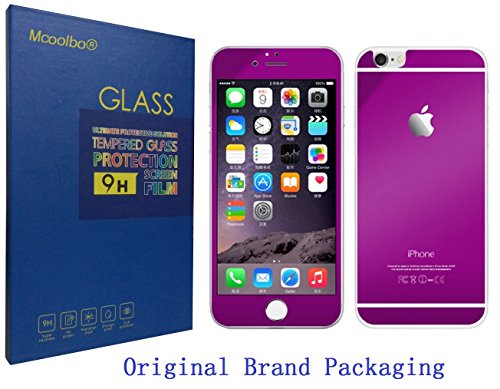 Mcoolbo Electroplating Mirror Effect Screen Tempered Glass Screen Protector Whole Body Protection Anti Scratches [Front and Back] for iPhone 6 Plus & iPhone 6S Plus 5.5inch (Purple)