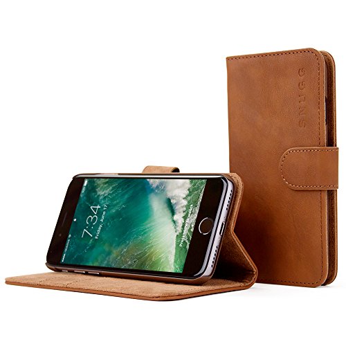 英国Snugg 'Legacy'シリーズ iPhone 7用 PUレザー 手帳型 ケース カバー ブラウン