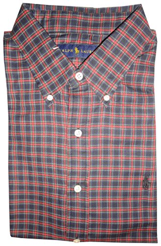 Polo Ralph Lauren Men's Plaid Poplin Button Down Shirt-Marine/Multi