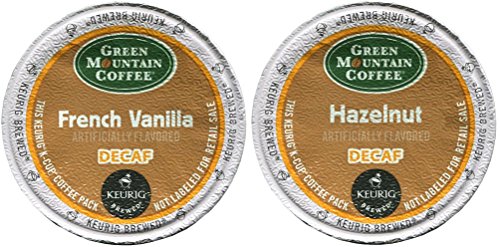 Green Mountain FRENCH VANILLA DECAF & HAZELNUT DECAF Flavored Variety Pack 48 K-Cups for Keurig Brewers