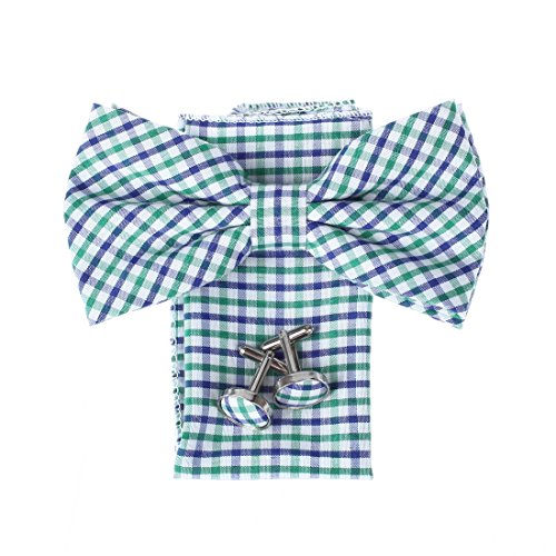 DBC3C03 Multi Checkered Gift Microfiber Bow Tie Hanky Cufflinks Set By Dan Smith