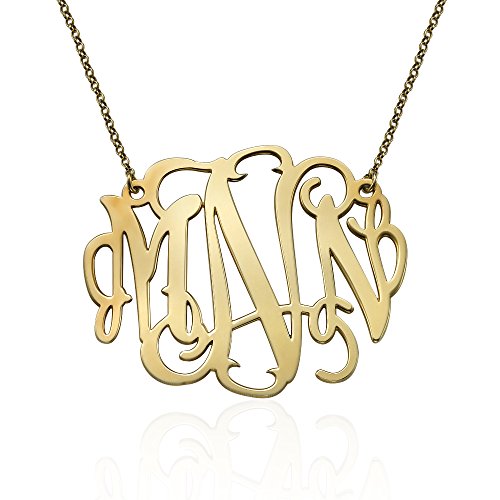 18k Gold Plated Personalized XXL Statement Monogram Necklace- 2 Inches - Custom Made with Any Initials!