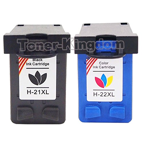 Toner Kingdom® Remanufactured Compatible with HP 21XL and 22XL Ink Cartridges Combo Pack Include: 1 Pack C9351AN Black & 1 Pack C9352AN Color (High Yield, Total 2-Pack)