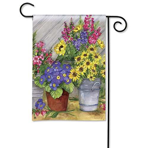 BreezeArt Blossom Buckets Garden Flag #31752