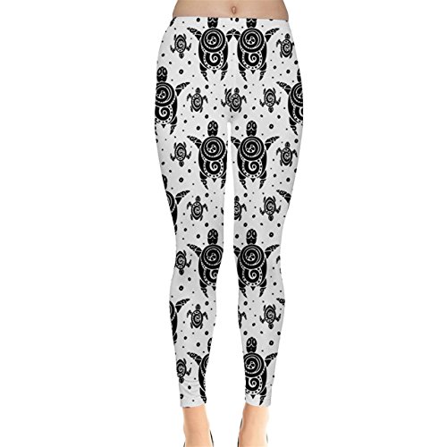 CowCow Womens Black Sea Turtles Pattern Leggings
