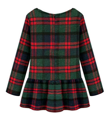 

Sheinside® Women's Green V Neck Plaid Ruffle Woolen Top