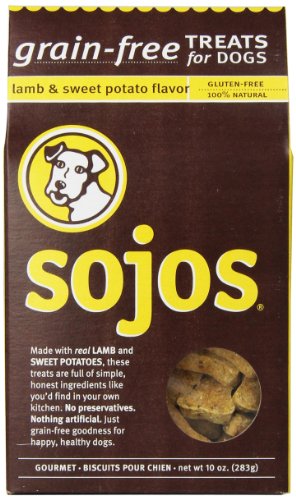 sojos grain-free dog treats, lamb & sweet potato, 10 ounce, free