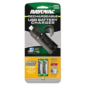 Rayovac USB Battery Charger with 2 AA NiMH Batteries