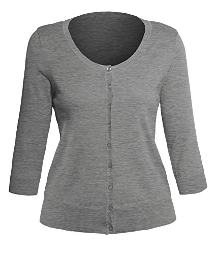 Women's Classic Button Down 3/4 Sleeve Basic Plus Size Knit Cardigan Sweater