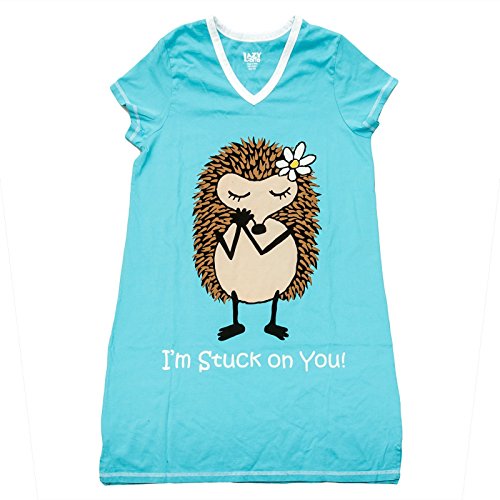 Lazy One Womens Cotton I'm Stuck On You Pajama Shirt (Blue)