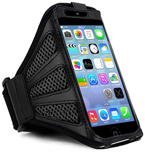 

myLife Stealth Black Flex Mesh {Rain Resistant Velcro Secure Running Armband} Dual-Fit Jogging Arm Strap Holder for iPhone 5|5S|5C and iPod 5 (5G) 5th Generation by Apple "All Ports Accessible"