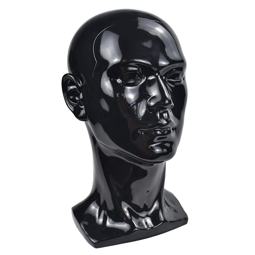 Testa di manichino professionale in pvc nero opaco per parrucche_voghion.com