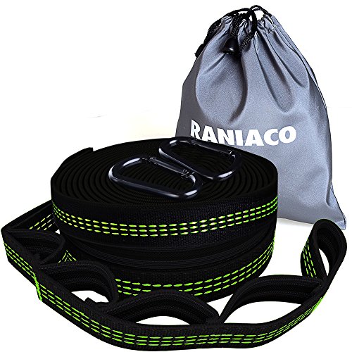 Raniaco Hammock Tree Straps 2 Pack with Carabiners - Durable, Strong and No Stretch Hammock Suspension System,2 Carabiners Included