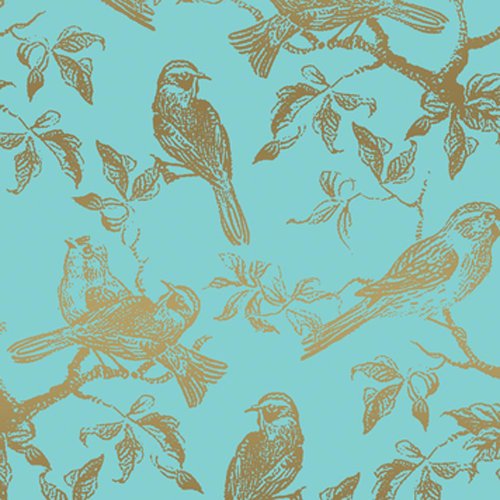 The Gift Wrap Company 6 Count Premium Wrapping Paper Rolls, Bird-Branches, Blue/Gold