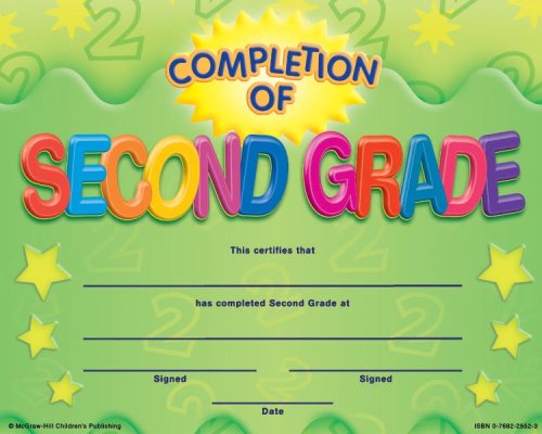 Completion of Second Grade Fit-in-a-Frame Award by Carson-Dellosa Publishing