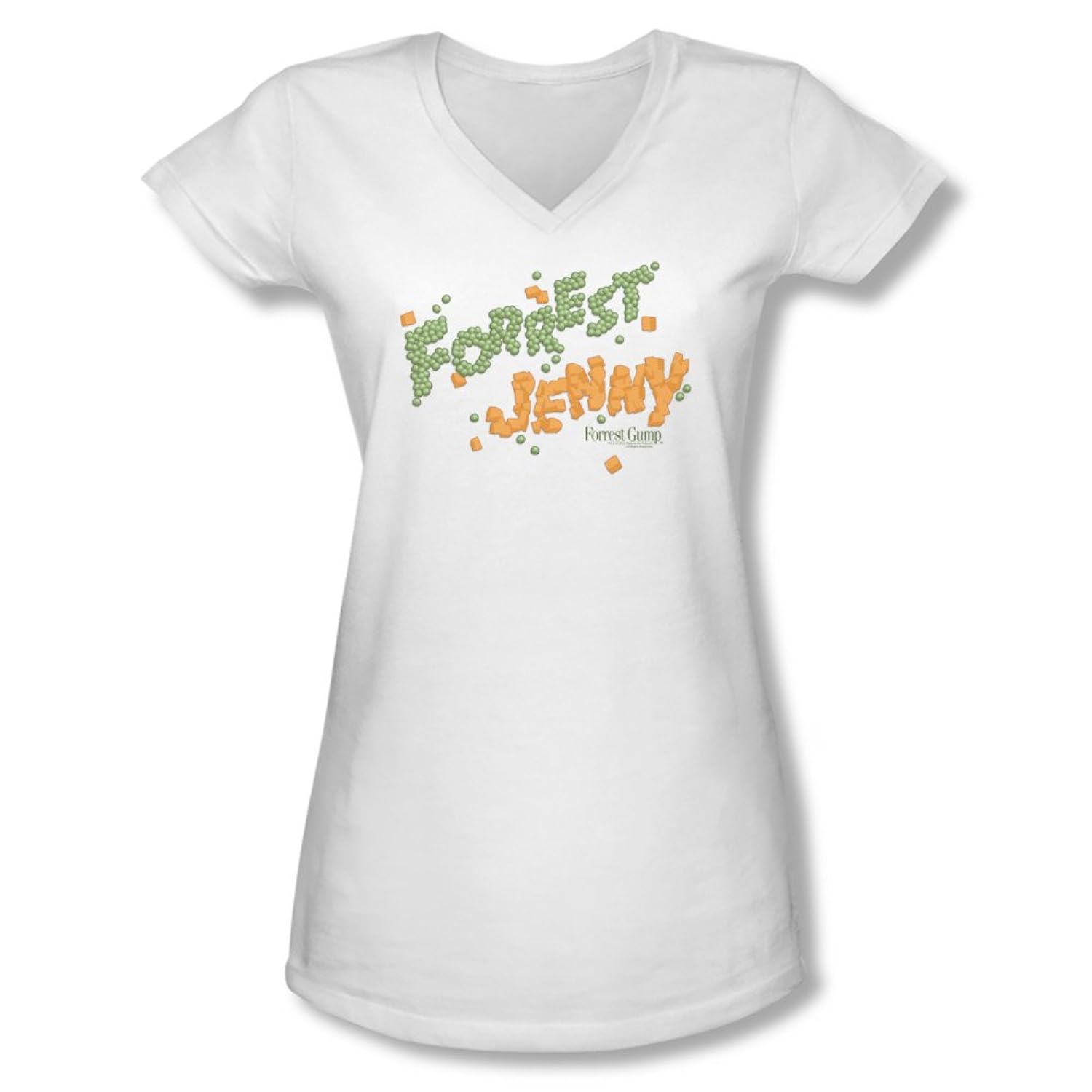 

Forrest Gump Romance Drama Movie Peas And Carrots Juniors V-Neck T-Shirt Tee
